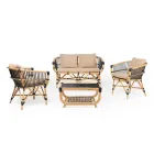 Garden Sofa in Natural Rattan with Cushions Included - Catelyn Viadurini