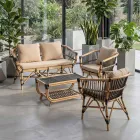 Garden Sofa in Natural Rattan with Cushions Included - Catelyn Viadurini
