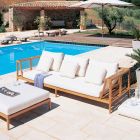 Garden Sofa in Teak and WaProLace with Cushion Made in Italy - Oracle Viadurini