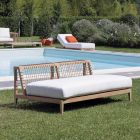 Garden Sofa in Teak and WaProLace Made in Italy with Cushion - Oracle Viadurini