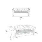 Indoor Sofa with Wooden Feet and Metal Wheels Made in Italy - Giocoso Viadurini