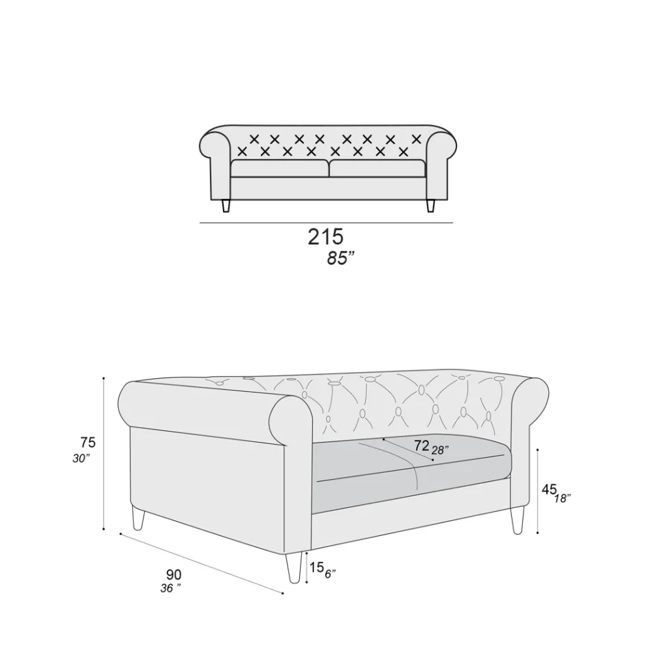 Indoor Sofa Available in Different Sizes Made in Italy - Vivace Viadurini