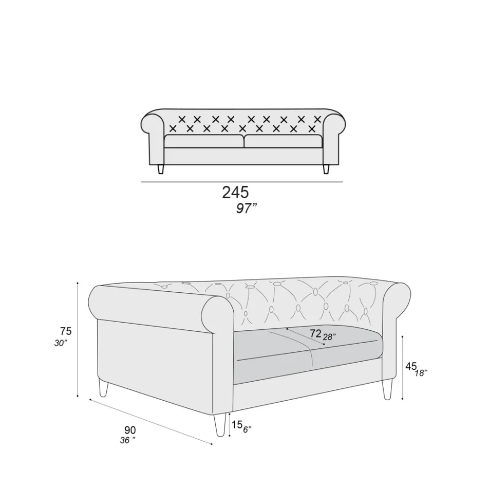 Indoor Sofa Available in Different Sizes Made in Italy - Vivace Viadurini