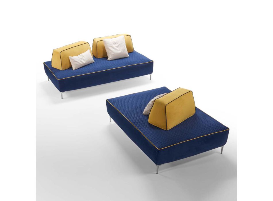 4 Seater Modular Living Room Sofa in Blue Fabric Made in Italy - Mykonos Viadurini