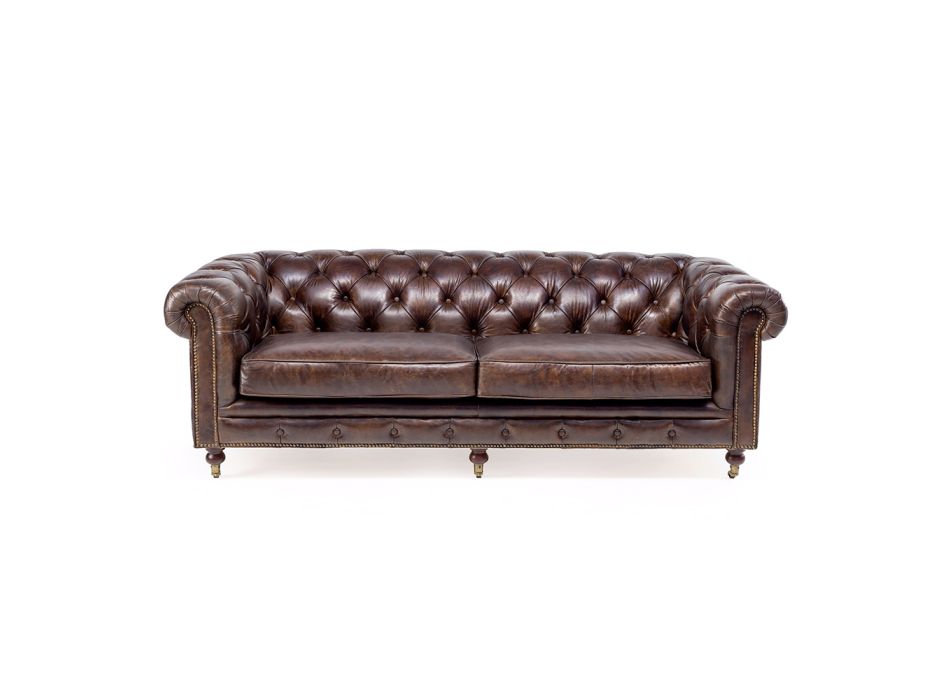 2 or 3 Seater Living Room Sofa in Aged Effect Vintage Leather - Stamp Viadurini