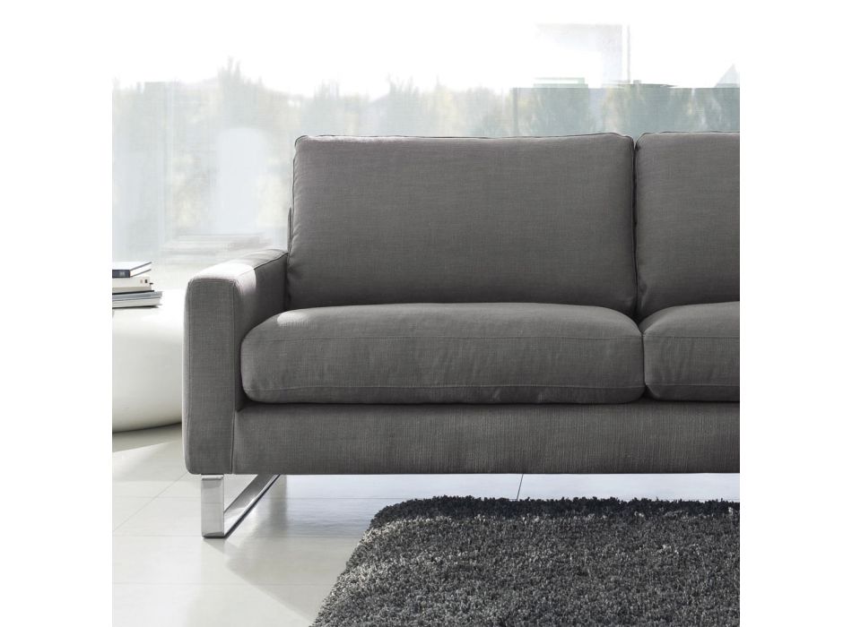 Living Room Sofa with Sled Feet in Chromed Metal - Exclusive Viadurini