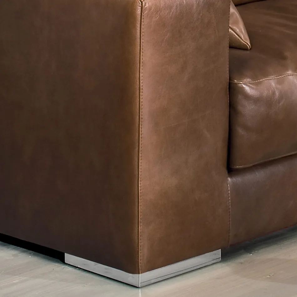 Living Room Sofa in Wood, Polyurethane and Metal Made in Italy - Sparkling Viadurini