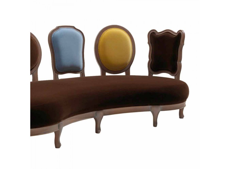 Luxury design sofa, 5 solid wood backrests, made in Italy, Manno Viadurini