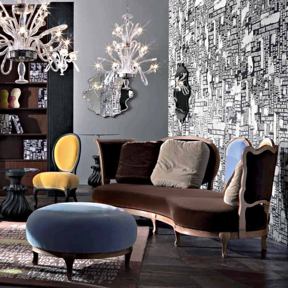 Luxury design sofa, 5 solid wood backrests, made in Italy, Manno Viadurini