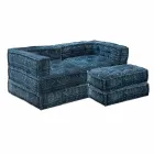 Two Seater Sofa Upholstered in Ethnic Design Colored Fabric - Fiber Viadurini