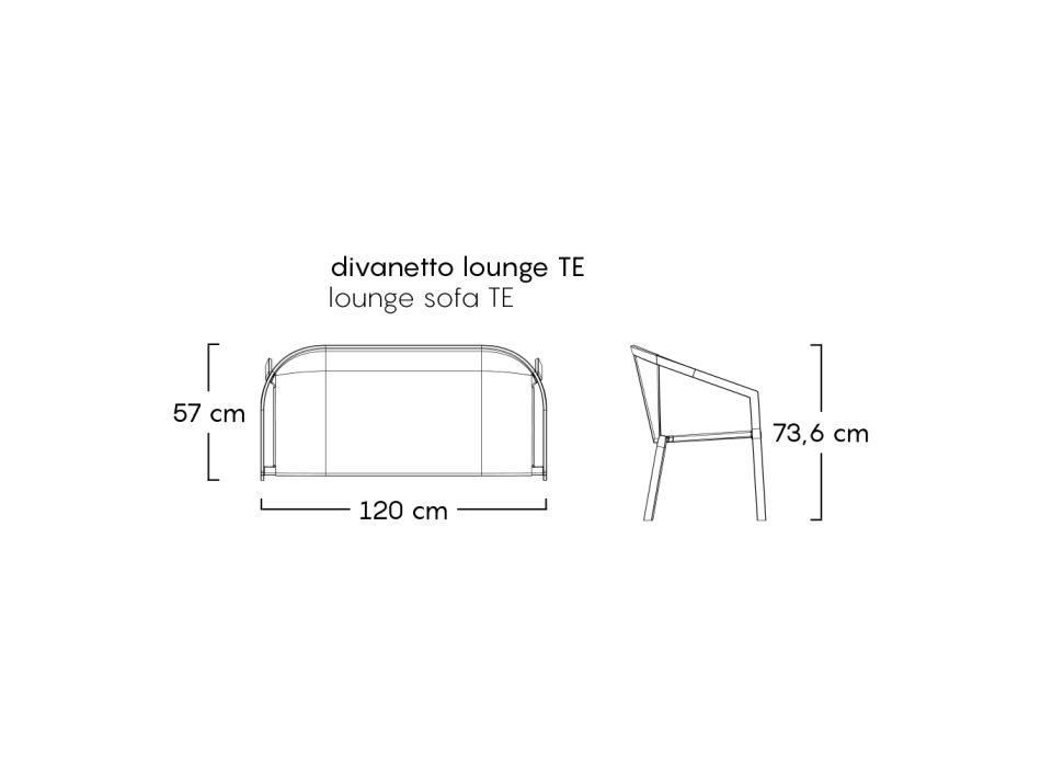 2 seater Outdoor Sofa with Aluminum Structure Made in Italy - Zaika Viadurini