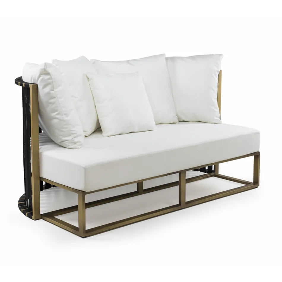 Outdoor Sofa 2 Seats in Aluminum with Ropes Luxury Design 3 Finishes - Julie Viadurini