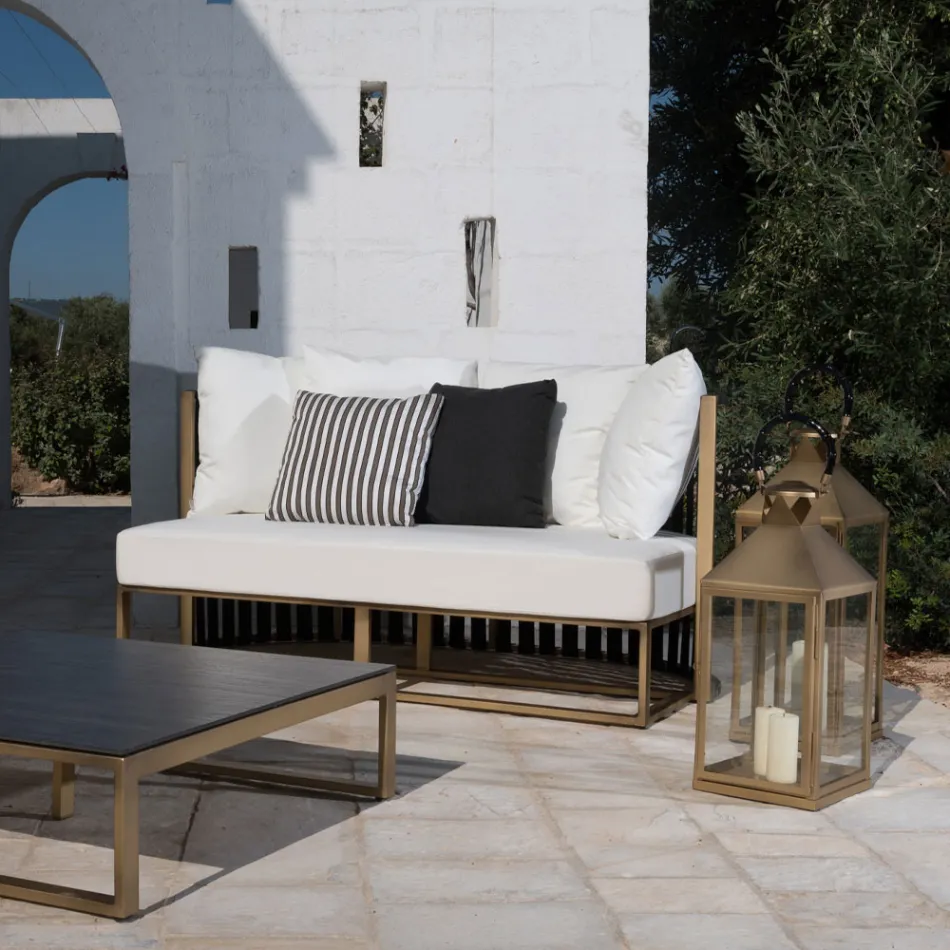 Outdoor Sofa 2 Seats in Aluminum with Ropes Luxury Design 3 Finishes - Julie Viadurini