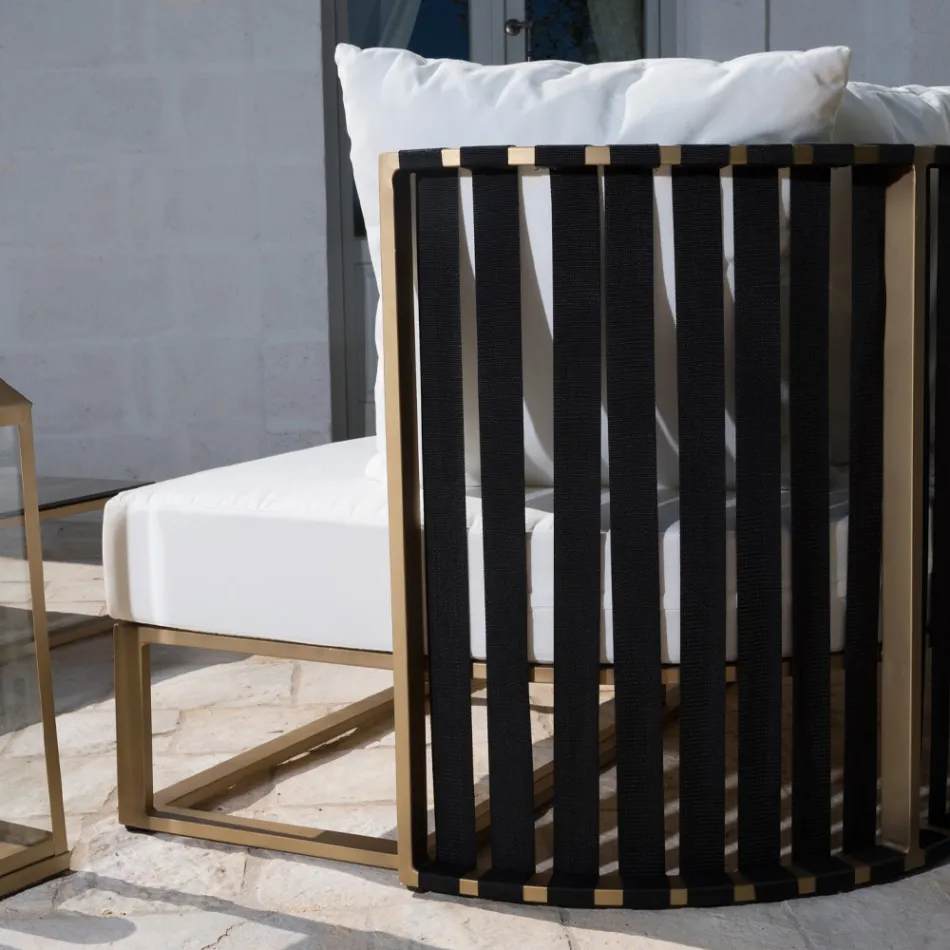 Outdoor Sofa 2 Seats in Aluminum with Ropes Luxury Design 3 Finishes - Julie Viadurini