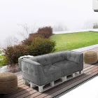 Padded Two-Seater Ethnic Sofa in Patchwork Fabric and Wood - Fiber Viadurini