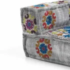 Padded Two-Seater Ethnic Sofa in Patchwork Fabric and Wood - Fiber Viadurini