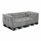 Padded Two-Seater Ethnic Sofa in Patchwork Fabric and Wood - Fiber Viadurini