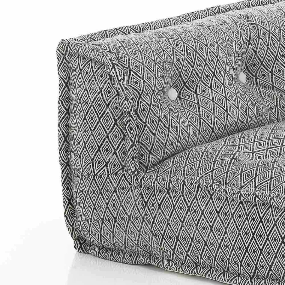 Padded Two-Seater Ethnic Sofa in Patchwork Fabric and Wood - Fiber Viadurini