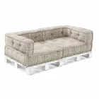Padded Two-Seater Ethnic Sofa in Patchwork Fabric and Wood - Fiber Viadurini