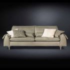 Solid wood and leather sofa with armrests Eve objects leads Viadurini