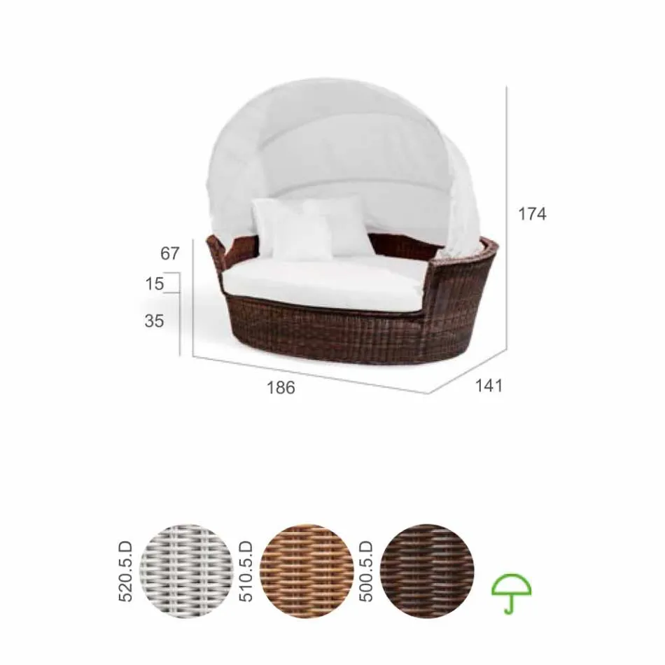 Sofa island relaxing garden with Hector made weaving by hand, modern design Viadurini