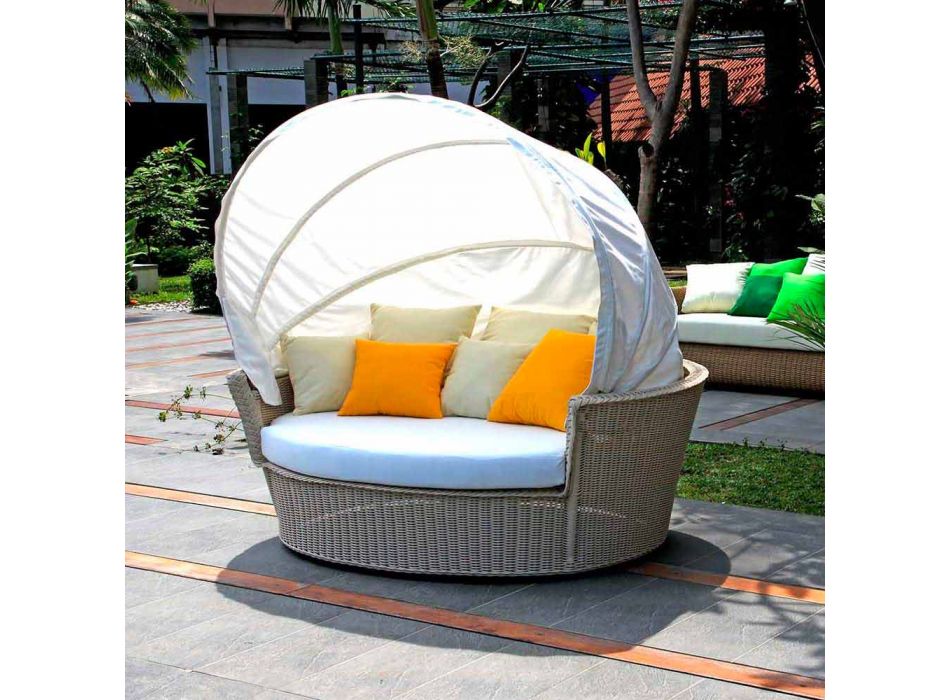 Sofa island relaxing garden with Hector made weaving by hand, modern design Viadurini