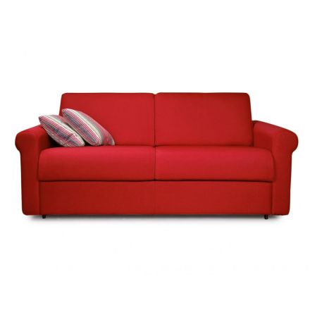 2 or 3 Seater Sofa Bed in Removable Red Fabric Made in Italy - Geneviev Viadurini