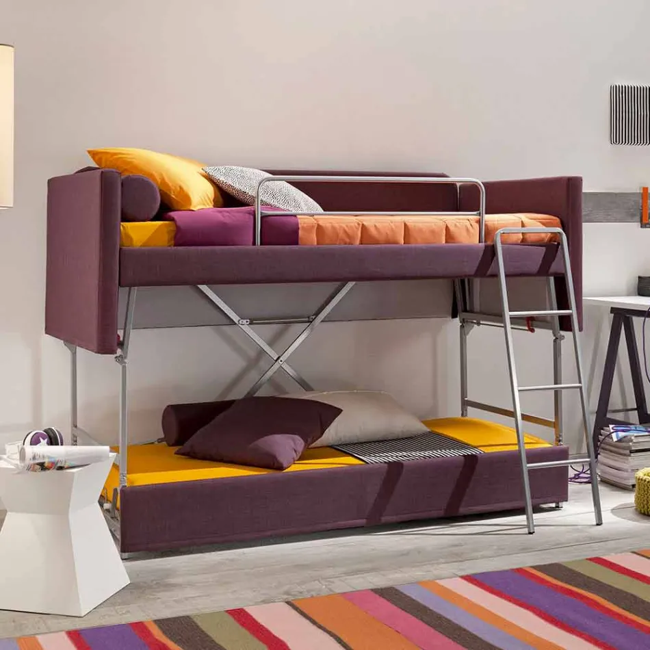 Design Bunk Bed Sofa Covered in Made in Italy Fabric - Gretel Viadurini