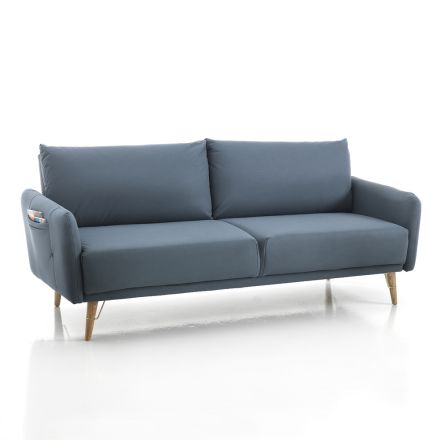Sofa Bed in Laguna Blue Synthetic Leather - Palladio Viadurini