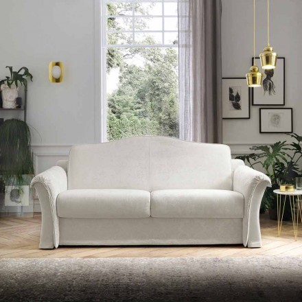 Fabric Sofa Bed with Arabescato Details Made in Italy - Gigliola Viadurini