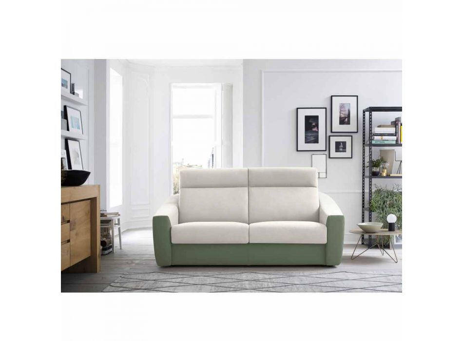 Modern Sofa Bed Upholstered in Made in Italy Bicolor Fabric - Begonia Viadurini