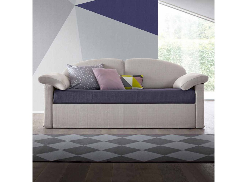 Modern Sofa Bed Upholstered in Bicolor Fabric Made in Italy - Kayla Viadurini
