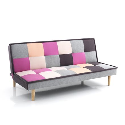 Sofa Bed Covered in Multicolored Fabric - Carbon Viadurini