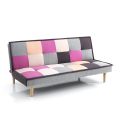 Sofa Bed Covered in Multicolored Fabric - Carbon