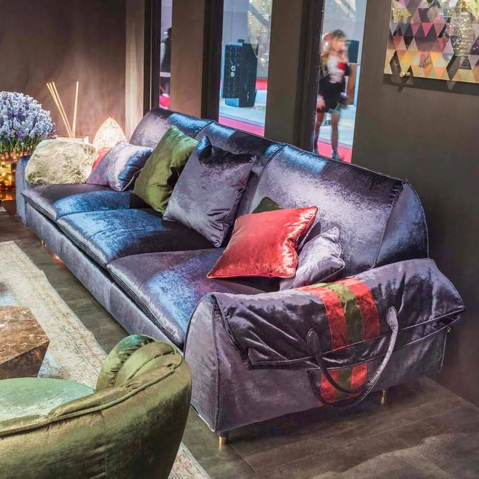 Linear fabric sofa with armrests Axel Viadurini