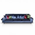 Linear sofa Axel with fabric upholstery and storage armrests