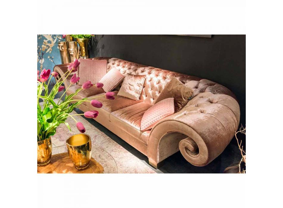 Linen sofa in capitonné classic style fabric Baloo Viadurini