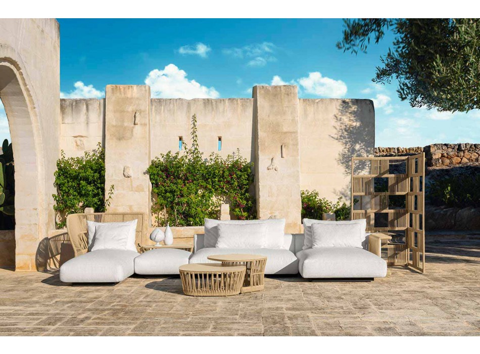 Central Modular Sofa for Outdoor in Fabric and Rope - Cliff Decò by Talenti