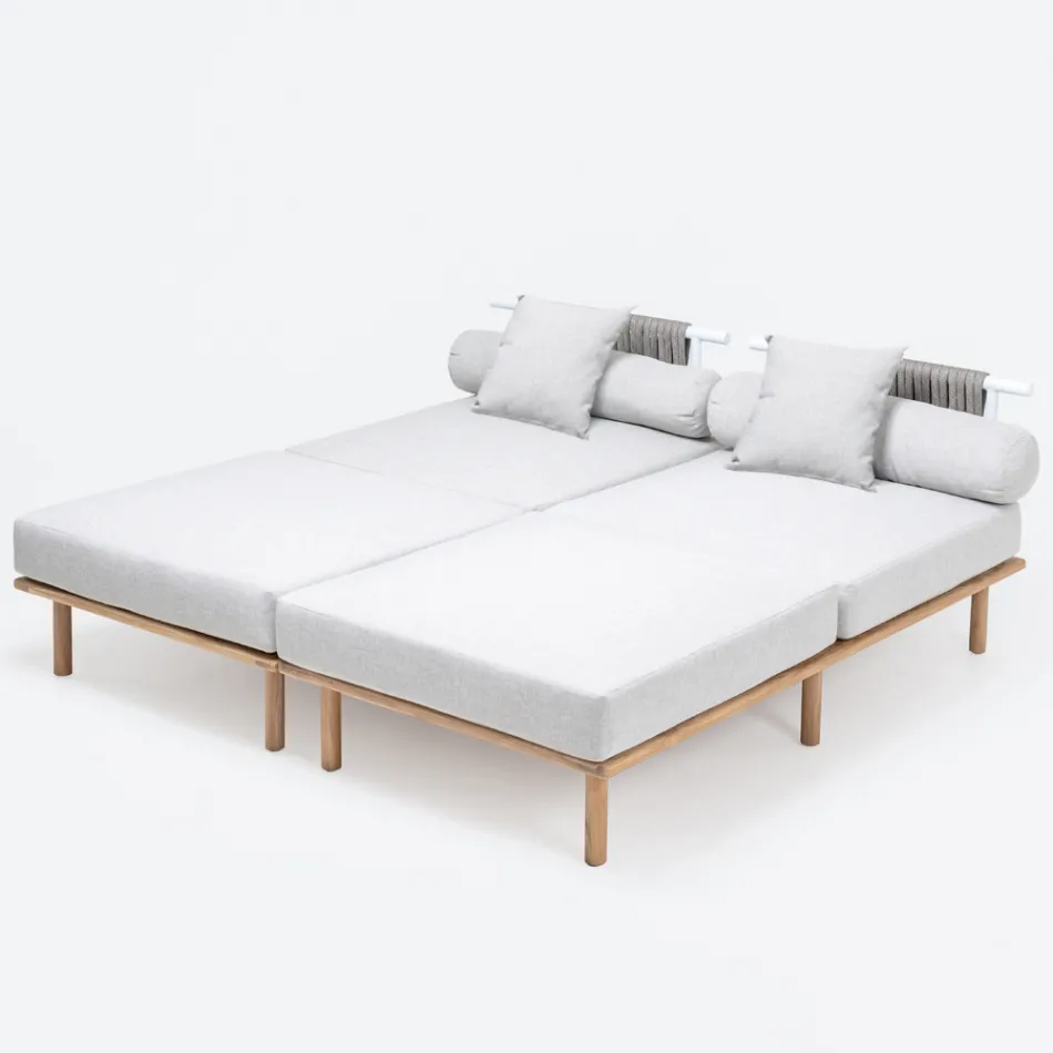 Modular Garden Sofa with 2 Rope Backrests - Bellatrix Viadurini
