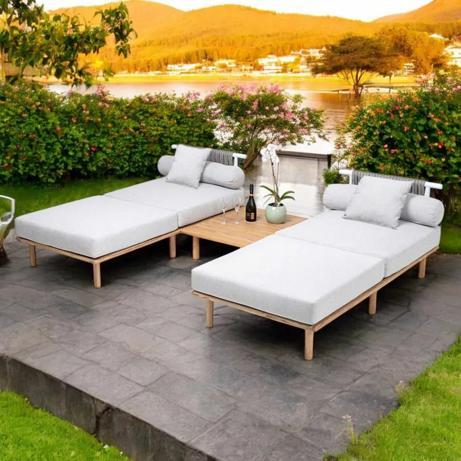 Modular Garden Sofa with 2 Rope Backrests - Bellatrix Viadurini