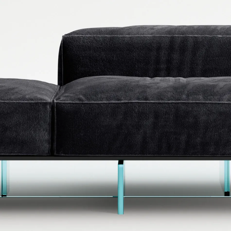 Saphir - Modern Modular Sofa with Glass Base, Made in Italy Viadurini