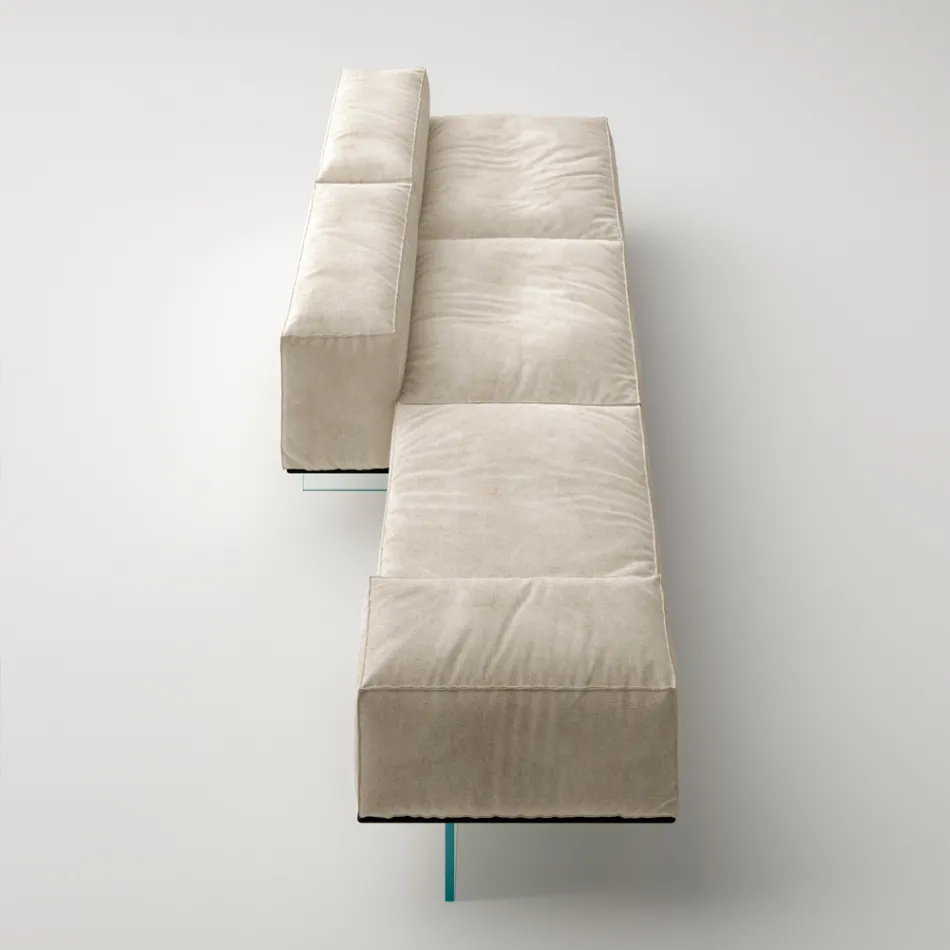 Saphir - Modern Modular Sofa with Glass Base, Made in Italy Viadurini