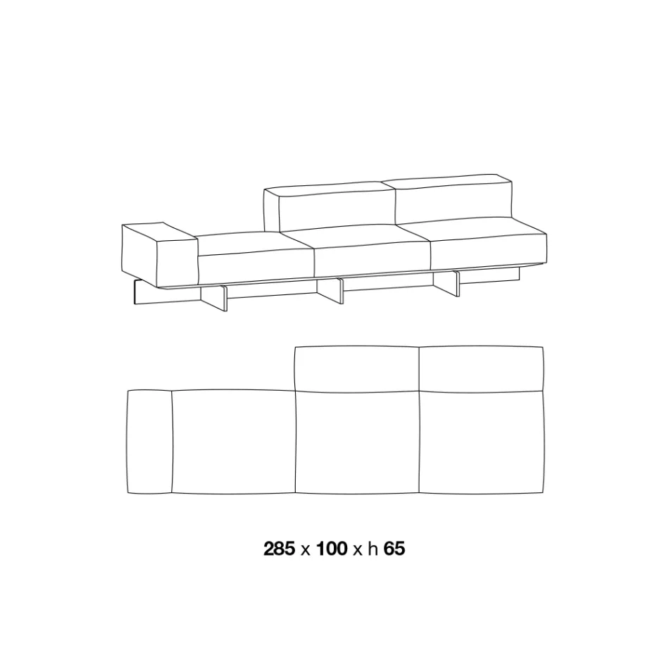 Saphir - Modern Modular Sofa with Glass Base, Made in Italy Viadurini