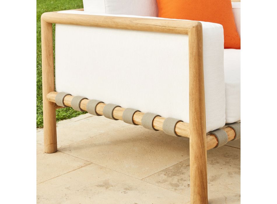 Outdoor Sofa 2 or 3 Seats in Teak with Pillow Set Included Made in Italy - Liberato Viadurini