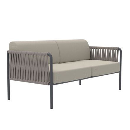Outdoor Sofa in Steel and Rope Various Sizes with Cushions Made in Italy - Helga Viadurini