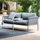 Outdoor Sofa in Steel and Rope Various Sizes with Cushions Made in Italy - Helga Viadurini