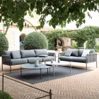 Outdoor Sofa in Steel and Rope Various Sizes with Cushions Made in Italy - Helga Viadurini