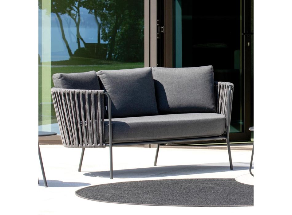 Outdoor Sofa in Steel Various Sizes and Cushions Included Made in Italy - Bronn Viadurini