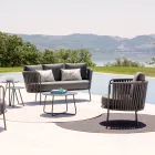 Outdoor Sofa in Steel Various Sizes and Cushions Included Made in Italy - Bronn Viadurini