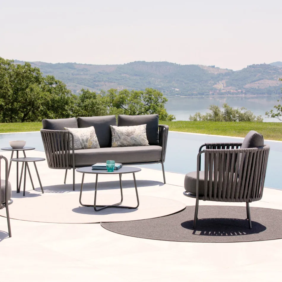 Outdoor Sofa in Steel Various Sizes and Cushions Included Made in Italy - Bronn Viadurini